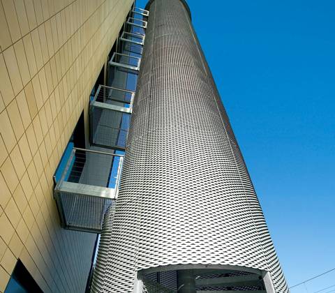The awesome designed building is decorated with aluminium expanded metal.