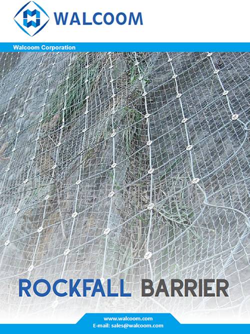 La portada del catálogo de la barrera de caída de rocas.