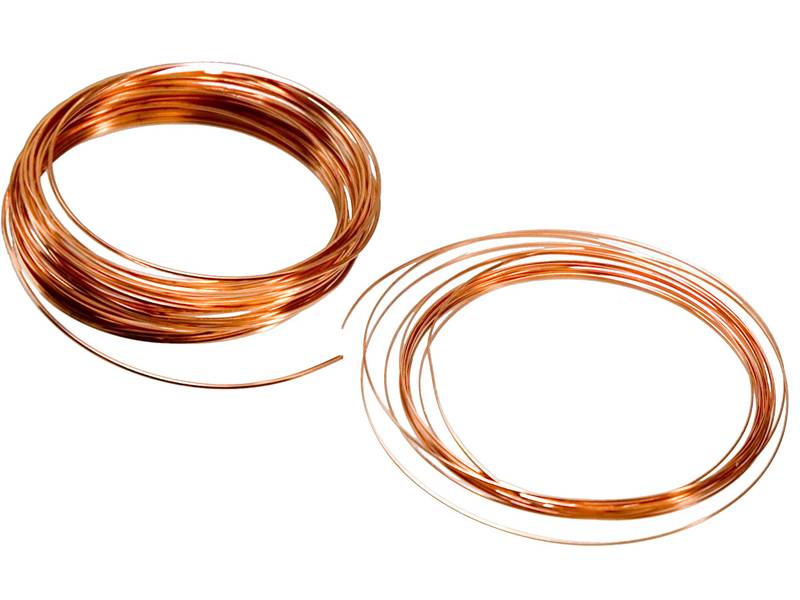Two coils of gold plated copper wire.