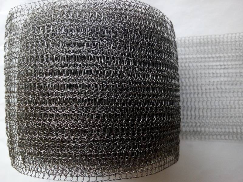 A roll of stainless steel knitted mesh.