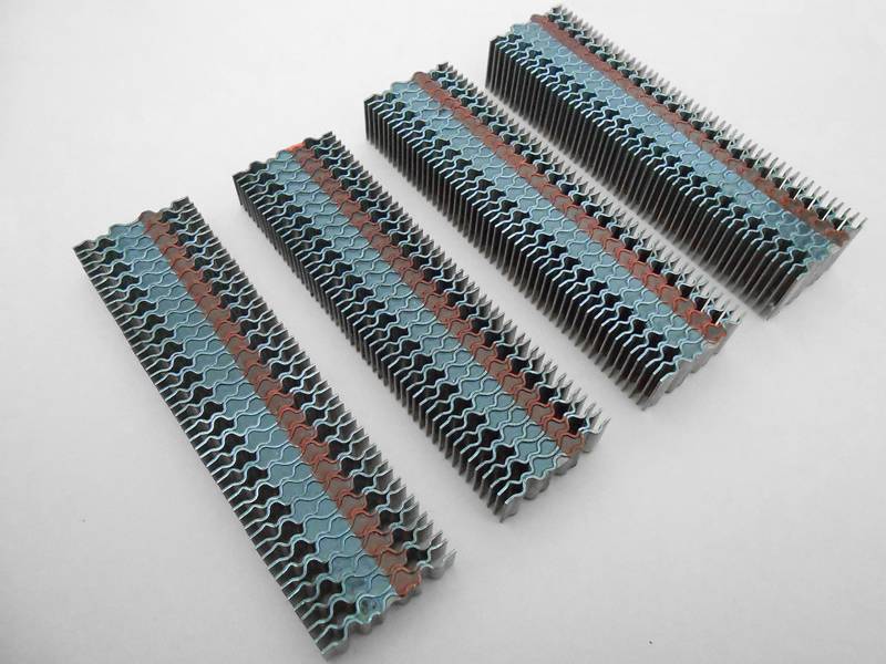 There are a row of corrugated nails.