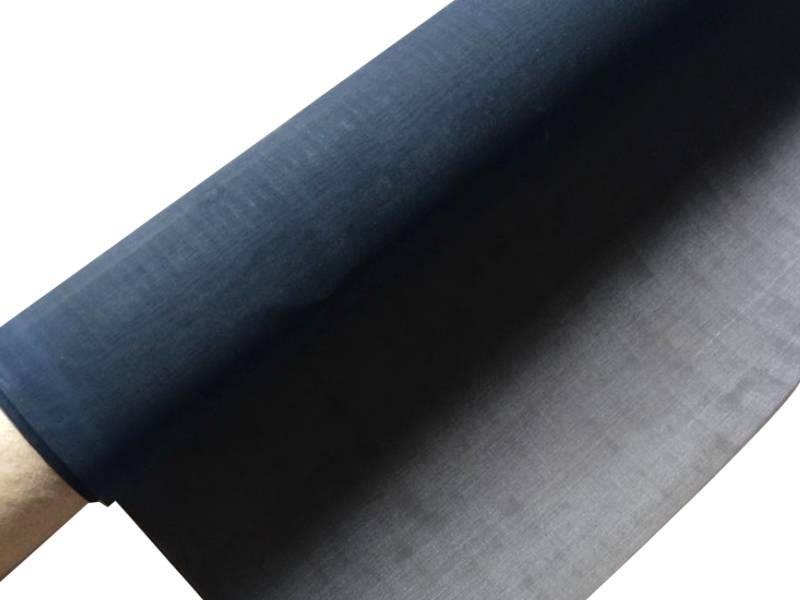A roll of tungsten woven wire mesh made of black pure tungsten wire.