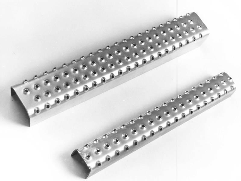 Stainless steel traction-grip ladder rungs safety grating.