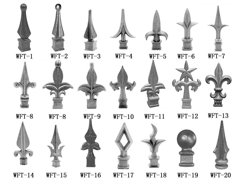 A lot of fittings with various shapes, used for wrought iron fence.