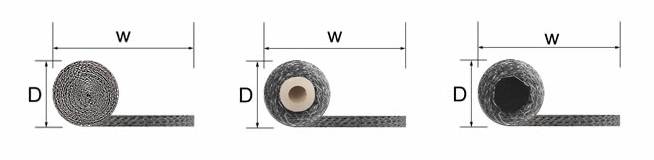 Three round with tail shape knitted wire mesh gaskets include all metal type, foam core type and elastomer core type.