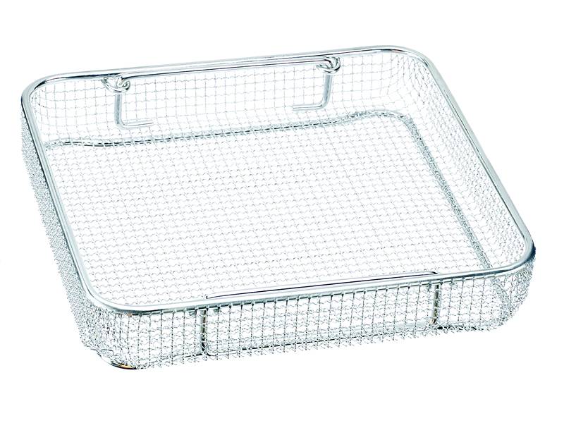 Surgical instrument tray without lid, and its mesh hole is square.