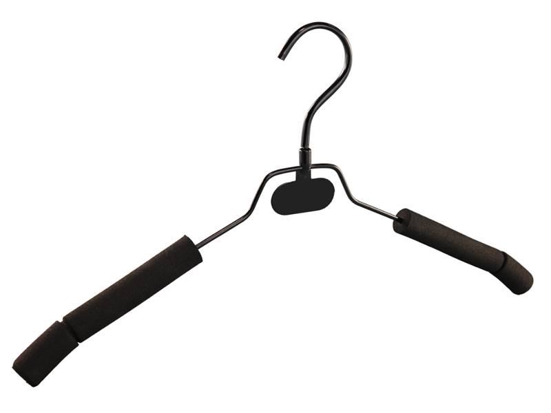 A metal hanger covered with black foam.