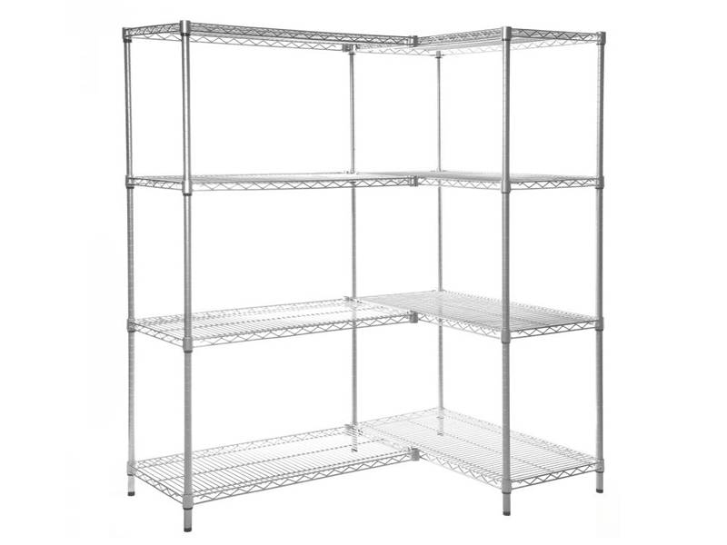 Four layers wire shelving, suit for laying at the corner.