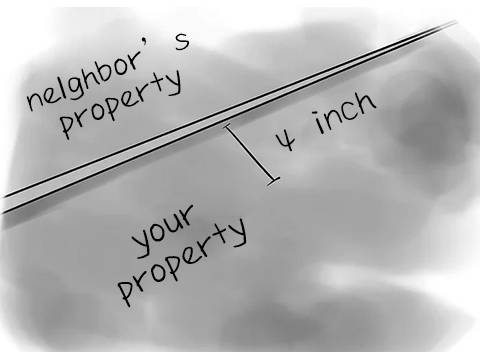 A drawing shows that the property line before install fence.