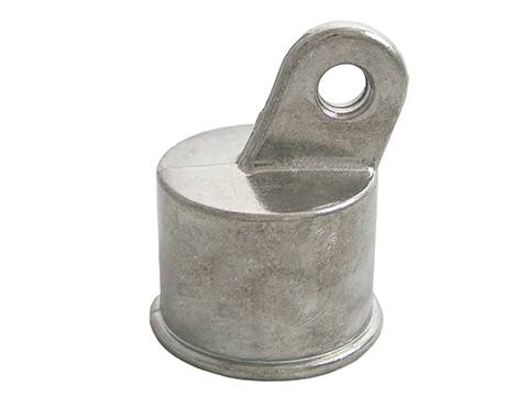 A chain link fence rail end.