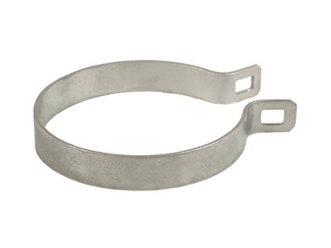 A round chain link fence brace band.