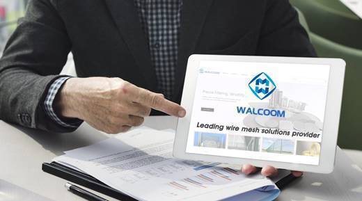 One businessman is surfacing the internet, browsing the web of Walcoom Corporation.